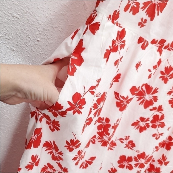 J CREW Hibiscus Floral Puff Sleeve Midi Dress Sz 14 - Picture 8 of 11